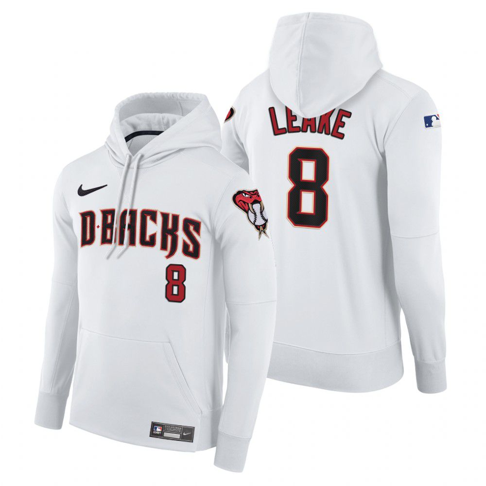 Men Arizona Diamondback #8 Leake white home hoodie 2021 MLB Nike Jerseys
